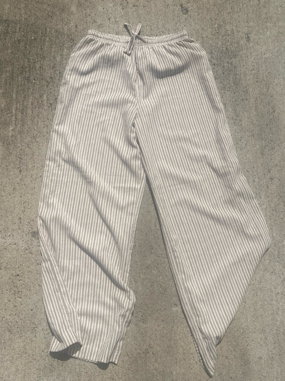 H&M Women's Casual Wide-Leg Striped Lounge Pants - White/Gray